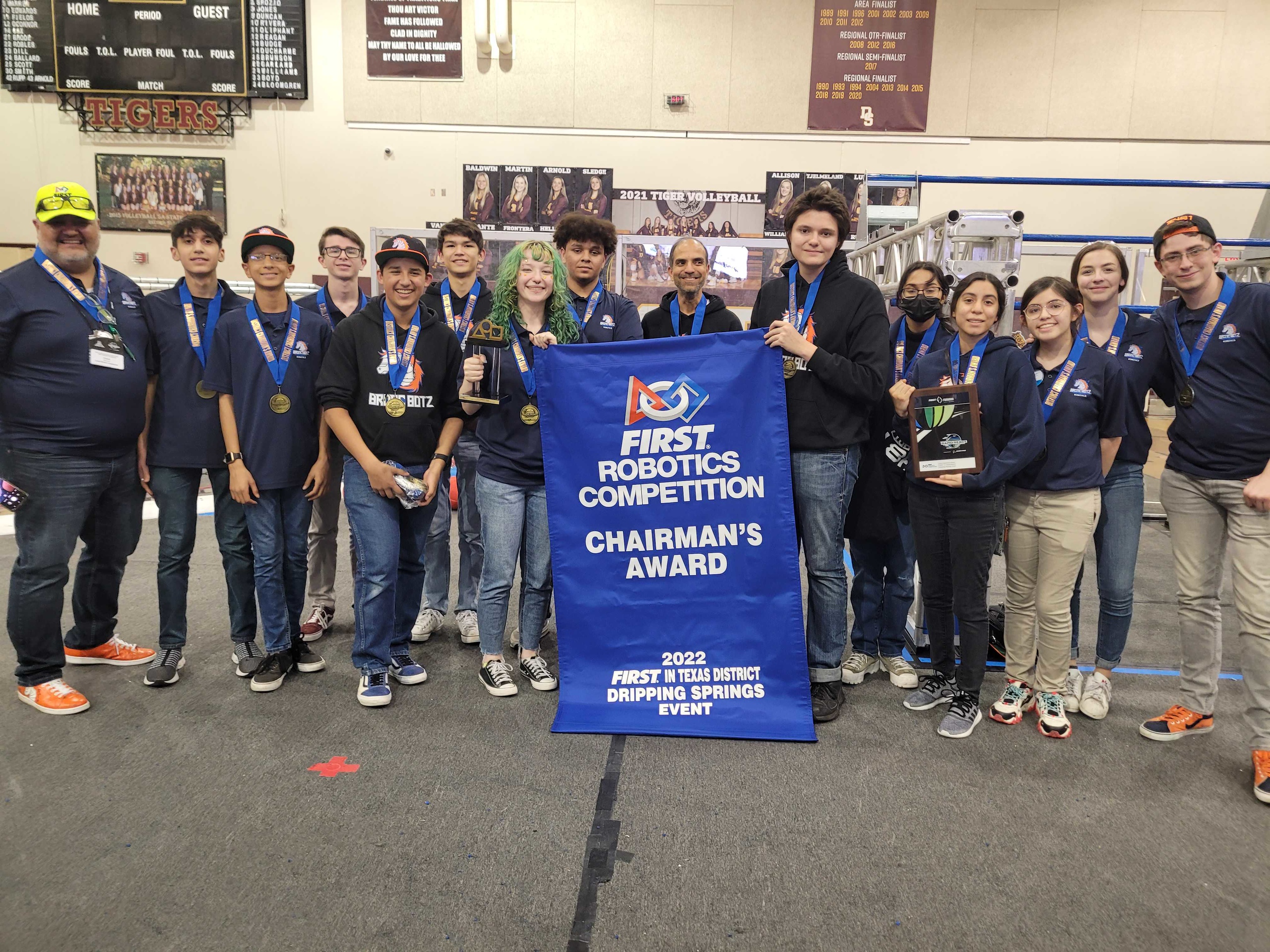 Team receiving award at competition